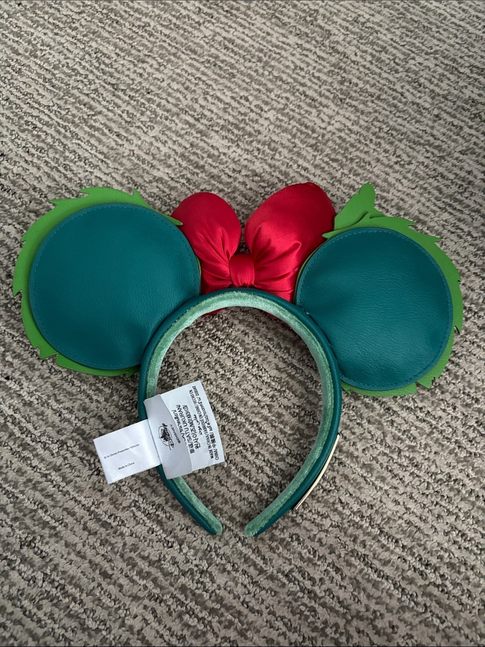 Disney Minnie Mouse Holiday Loungefly Green and Red Ears Headband - Picture 2 of 3